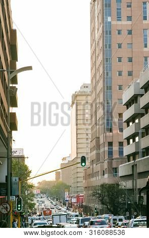 Street Scenes Of Braamfontein Suburb Of Johannesburg Cbd During Afternoon Rush Hour
