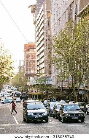 Street Scenes Of Braamfontein Suburb Of Johannesburg Cbd During Afternoon Rush Hour