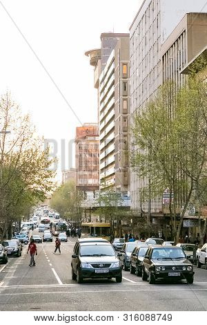 Street Scenes Of Braamfontein Suburb Of Johannesburg Cbd During Afternoon Rush Hour