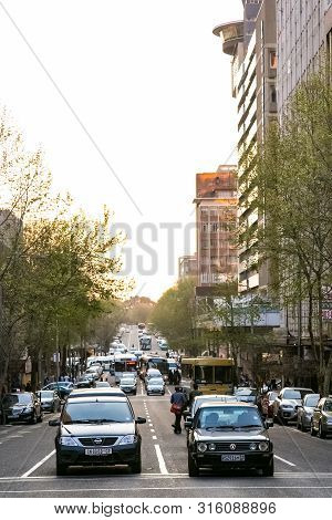 Street Scenes Of Braamfontein Suburb Of Johannesburg Cbd During Afternoon Rush Hour