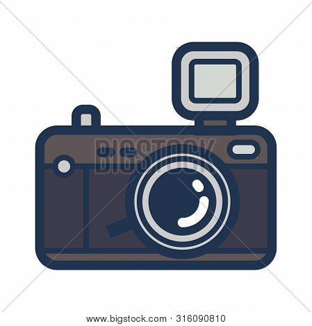 Vintage Fashion Camera Device On White Background Design Vector - Classical Digital Illustration