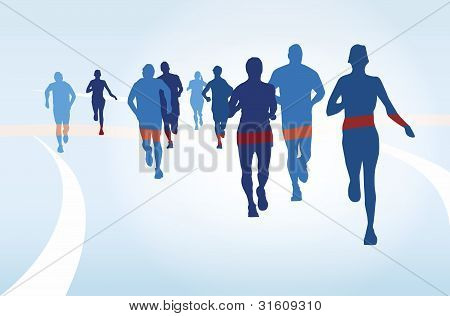 Maratoonarit, kuvitus käynnissä urheilijat
