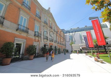 Madrid Spain - May 28, 2019: Unidentified People Visit National Museum Of Thyssen Bornemisza