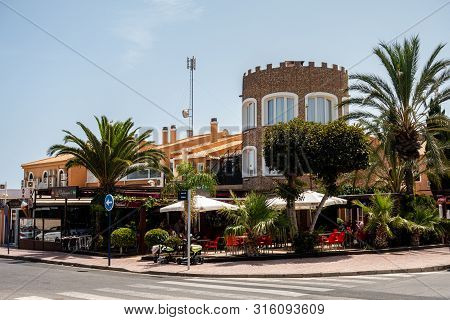 Torrevieja, Spain - Aug 08 2019 : Waldemars Bar And Restaurant In La Florida Area Of Costa Blanca.