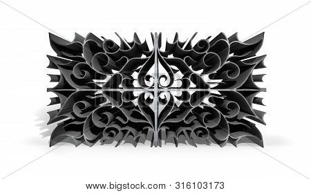 Abstract Metal Patterns Design On A White Background. 3d Illustration.