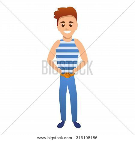 Smiling Young Sailor Icon. Cartoon Of Smiling Young Sailor Vector Icon For Web Design Isolated On Wh