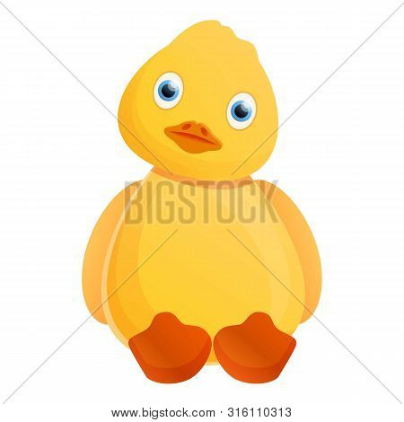 Cute Yellow Duck Icon. Cartoon Of Cute Yellow Duck Vector Icon For Web Design Isolated On White Back