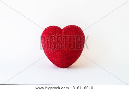 Two Red Hearts Cake On A White Background Holiday