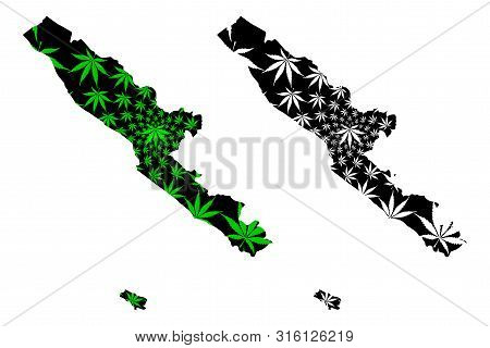Bengkulu (subdivisions Of Indonesia, Provinces Of Indonesia) Map Is Designed Cannabis Leaf Green And