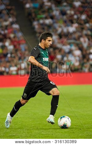 Krasnodar, Russia - August 7, 2019: Shapi Suleymanov Of Fc Krasnodar In Action During The Uefa Champ