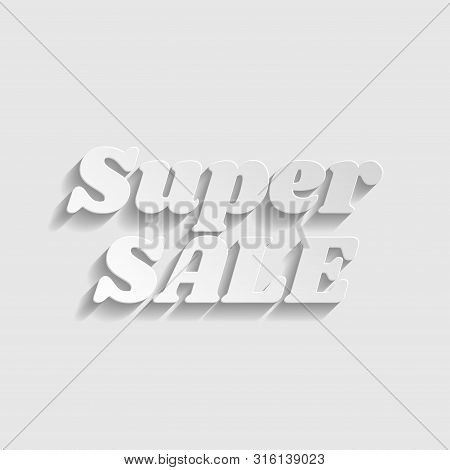 Super Sale Inscription. Paper Style Icon. Illustration.
