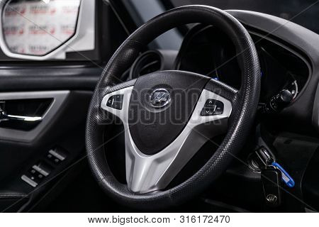 Novosibirsk, Russia - July 30, 2019: Lifan X60, Close-up Of The Dashboard, Speedometer, Tachometer A