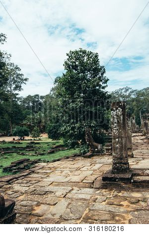 Beautiful Green Forest Outside The Ruins Of Ankgor Thom In Cambodia