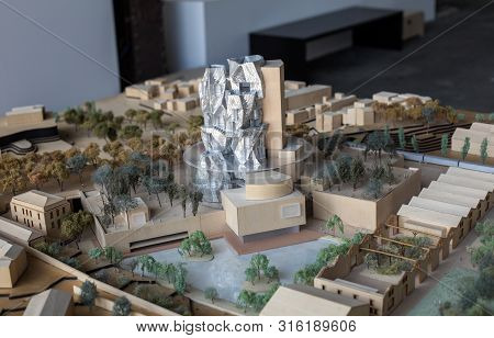 Arles, France - June 27, 2017: Model Of Final Design Of Luma Arles With The Frank Gehry Tower And Th