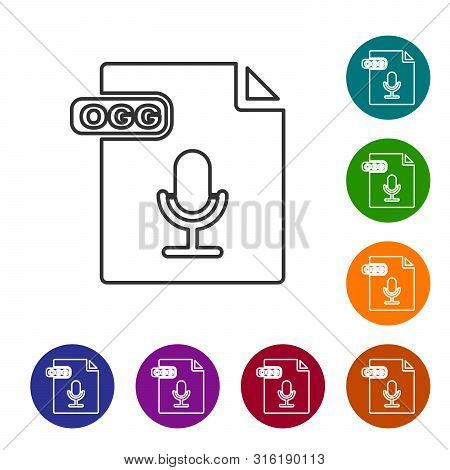 Grey Line Ogg File Document. Download Ogg Button Icon Isolated On White Background. Ogg File Symbol.
