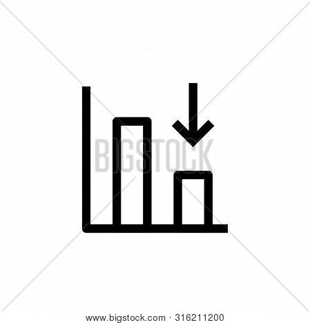 Down Trend Degenerate Bar Chart Icon Design With Falling Down Arrow Symbol. Simple Clean Line Art Pr