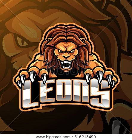 Lion Head Esport Mascot Logo Design With Text