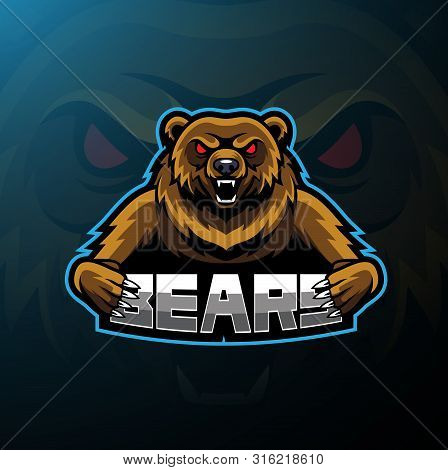 Bear Sport Mascot Logo Design With Text