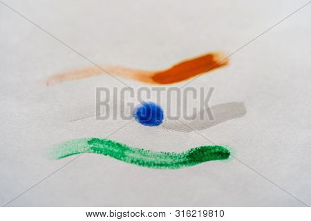 Close-up Shot Of Indian Tricolor Flag Painted With Water Colors Isolated On White Background. Indian