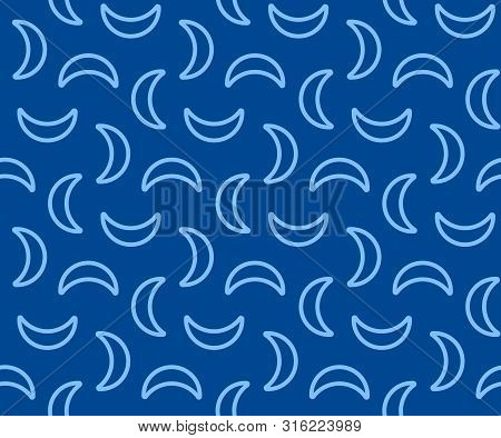 Banana Seamless Graphic Pattern. Abstract Geometric Textile Background. Blue Moon Design. Color Fabr