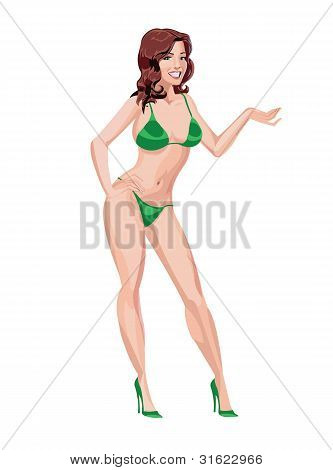 Ragazza In Bikini verde.
