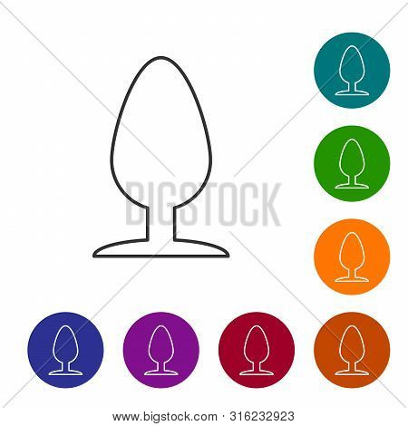 Grey Line Anal Plug Icon Isolated On White Background. Butt Plug Sign. Fetish Accessory. Sex Toy For