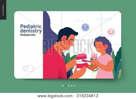 Pediatric Dentistry -medical Insurance Web Template -modern Flat Vector Concept Digital Illustration