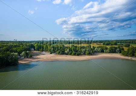 Aerial View Of Ruissalo Island. Turku. Finland. Nordic Natural Landscape. Photo Made By Drone From A