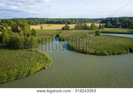 Aerial View Of Ruissalo Island. Turku. Finland. Nordic Natural Landscape. Photo Made By Drone From A