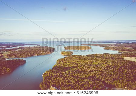 Aerial View Of Ruissalo Island. Turku. Finland. Nordic Natural Landscape. Photo Made By Drone From A