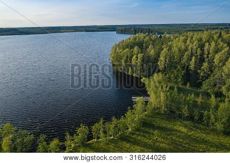 Aerial View Of Kurjenrahka National Park. Turku. Finland. Nordic Natural Landscape. Scandinavian Nat