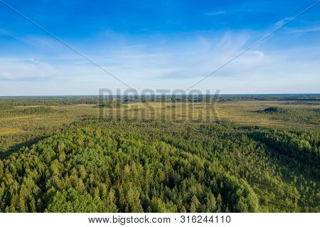 Aerial View Of Kurjenrahka National Park. Turku. Finland. Nordic Natural Landscape. Scandinavian Nat