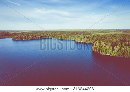 Aerial View Of Kurjenrahka National Park. Turku. Finland. Nordic Natural Landscape. Scandinavian Nat