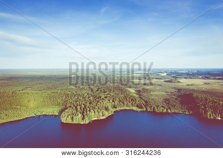Aerial View Of Kurjenrahka National Park. Turku. Finland. Nordic Natural Landscape. Scandinavian Nat