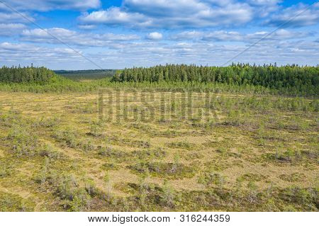 Aerial View Of Kurjenrahka National Park. Turku. Finland. Nordic Natural Landscape. Scandinavian Nat