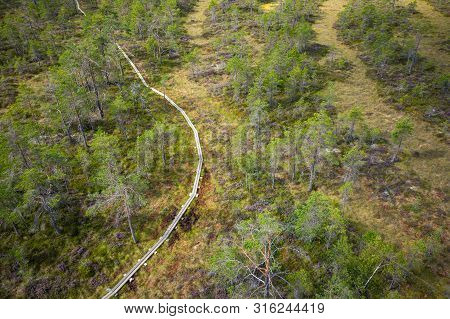 Aerial View Of Kurjenrahka National Park. Turku. Finland. Nordic Natural Landscape. Scandinavian Nat