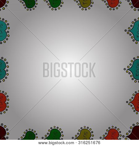 Illustration In Black, Green And White Colors. Seamless. Decoration Pattern Style. Vector Illustrati