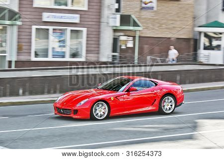 Ukraine, Kiev. June 25, 2013. Ferrari 599 Gtb Fiorano. Car In Motion