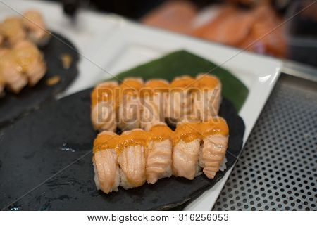 Suchi For Sell In The Supermarket, Suchi Is Japanese National Food Popular Throughout The World