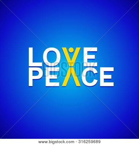 Love And Peace Inscription For Modern Stilysh Logotype With Human Figure Signs