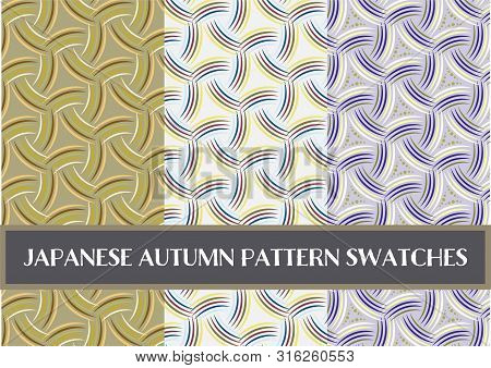 Japanese Autumn Color Retro Seamless Pattern Swatches
