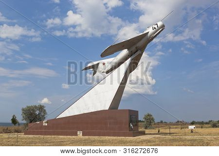 Taman, Temryuk District, Krasnodar Region, Russia - July 17, 2019: Mig-17 Plane - A Monument To Air 