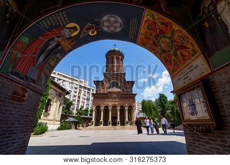 Bucharest, Romania - July 11, 2019: The Church Of Antim Monastery, Built Between 1713 And 1715 By Sa