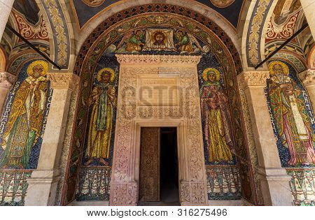 Bucharest, Romania - July 11, 2019: The Entrance In The Church Of Antim Monastery, Built Between 171
