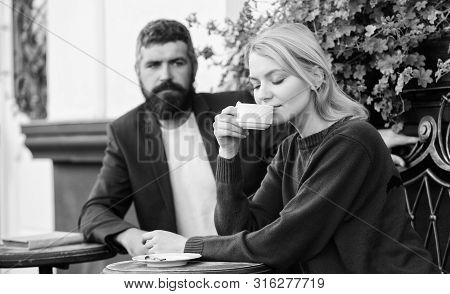 Casual Meet Acquaintance Public Place. Meeting People First Date. Strangers Meet Become Acquaintance