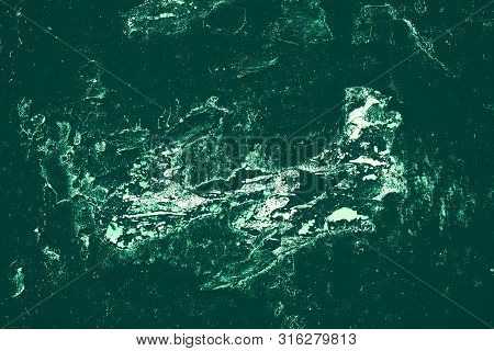 Vintage Green Background. Rough Painted Wall Of Emerald Color. Imperfect Plane Of Virid Colored. Une