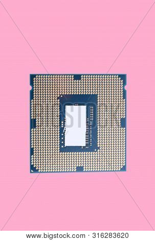 Central Processor Unit Isolated On Pink Background At Dry Sunny Day