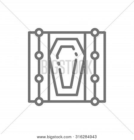 Vector Coffin In The Grave Line Icon.