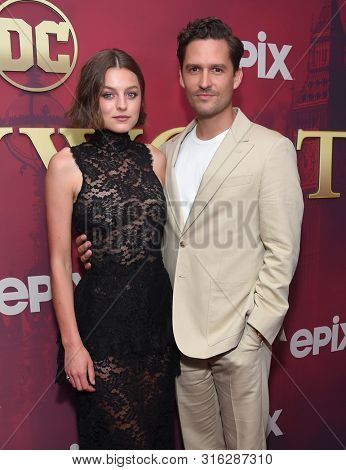 LOS ANGELES - JUL 24:  Emma Corrin and Ben Aldridge arrives for the Epix's 'Pennyworth' Los Angeles Premiere on July 24, 2019 in Hollywood, CA                