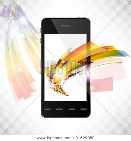 Realistisk Mobile vektor telefon med lyse linjer